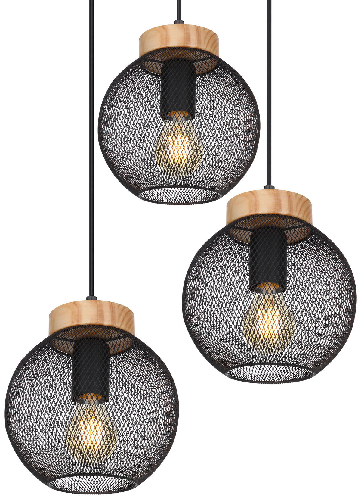 ZÁVĚSNÉ SVÍTIDLO, 44/120 cm  - černá/hnědá, Basics, kov/dřevo (44/120cm) - Globo