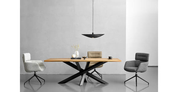 ESSTISCH Wildeiche massiv rechteckig Schwarz, Eichefarben  - Eichefarben/Schwarz, LIFESTYLE, Holz/Metall (220/100/75cm) - Linea Natura