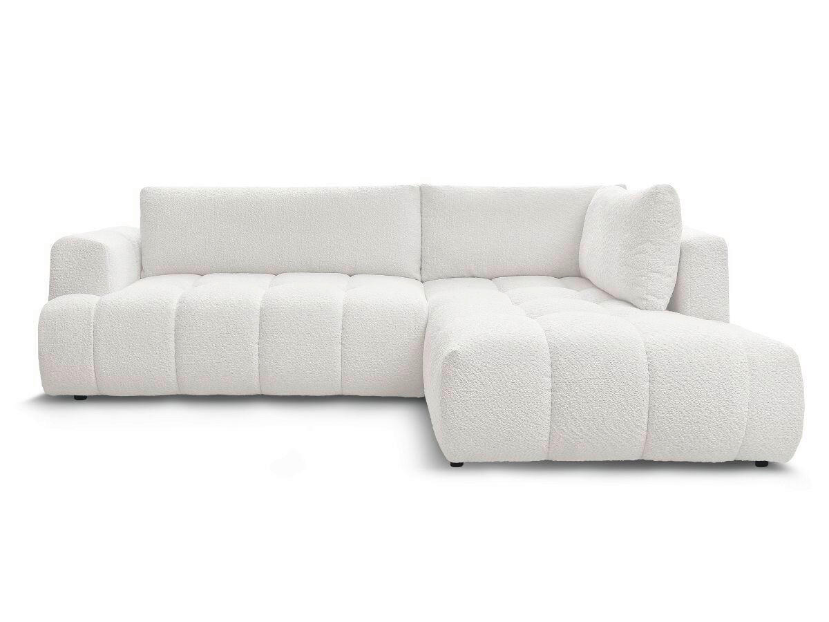 ECKSCHLAFSOFA FUJI Bouclé Weiß  inkl.  - Schwarz/Weiß, MODERN, Kunststoff/Textil (282/204cm)