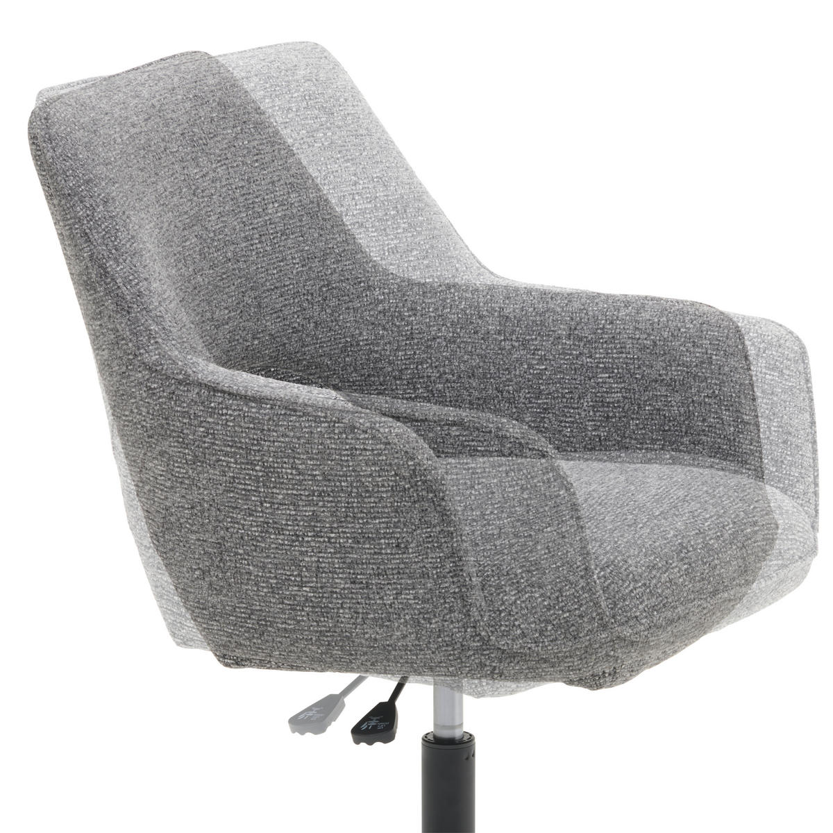 OTOČNÁ ŽIDLE, tkaná látka, černá, tmavě šedá - černá/tmavě šedá, Moderní, kov/textil (59/83-90/61,5cm) - MID.YOU
