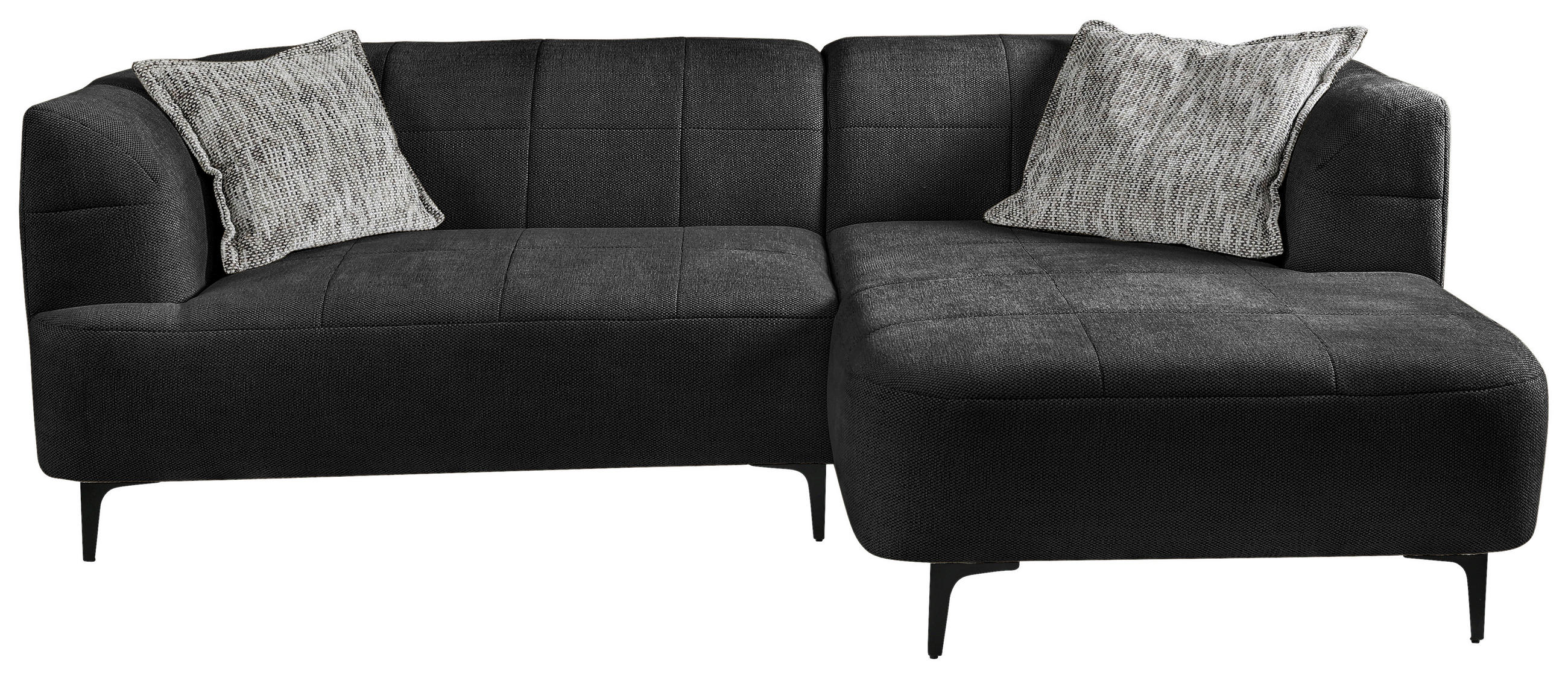 ECKSOFA Dunkelgrün Struktur  - Dunkelgrün/Schwarz, Design, Textil/Metall (247/158cm) - MID.YOU