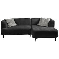 ECKSOFA Dunkelgrün Struktur  - Dunkelgrün/Schwarz, Design, Textil/Metall (247/158cm) - MID.YOU