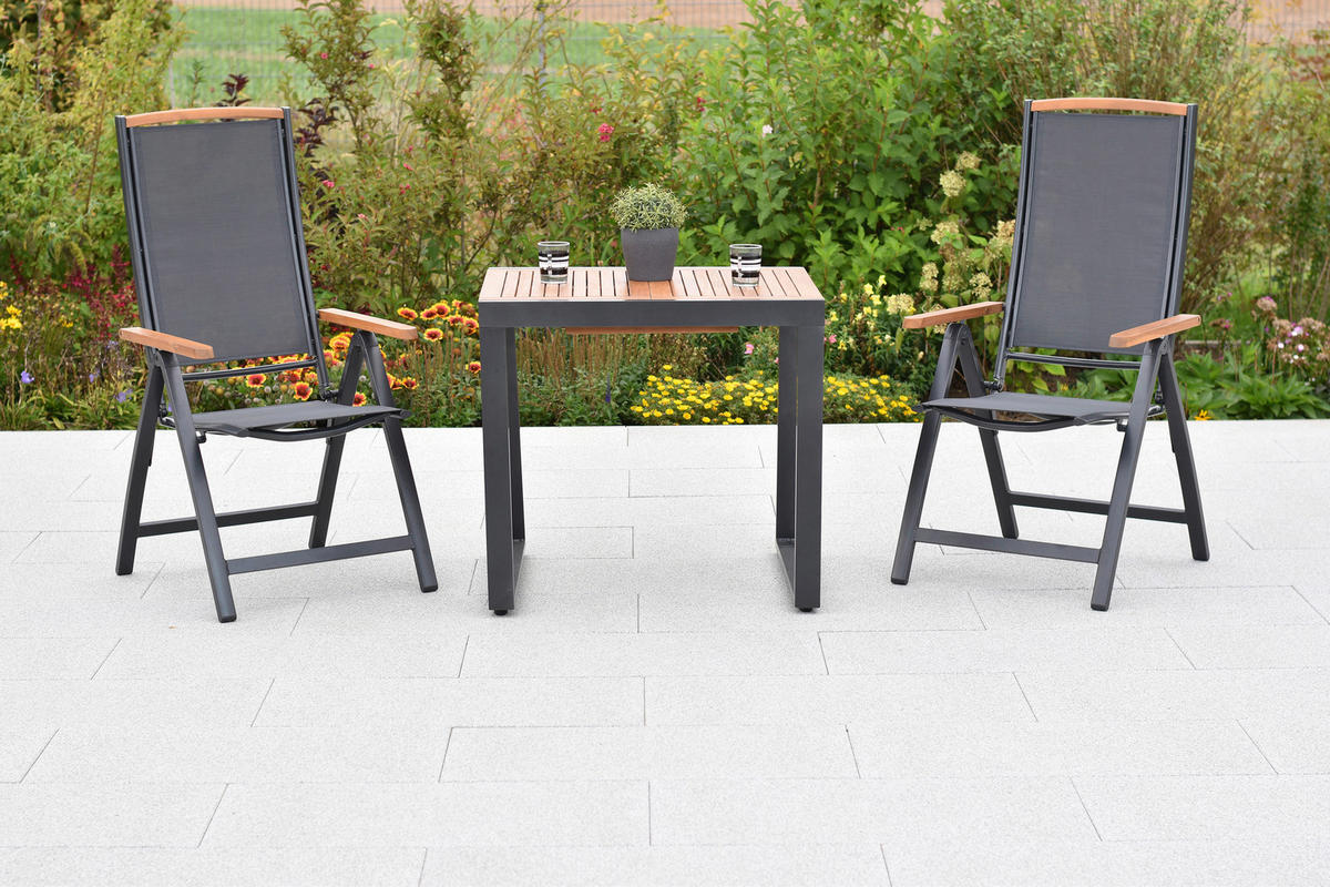 GARTENSET 3-teilig  - Graphitfarben/Akaziefarben, MODERN, Holz/Textil - Gardenson