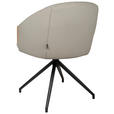 ARMLEHNSTUHL  Sitzfläche 360° drehbar, automatische Rückholfunktion  Echtleder  - Beige/Schwarz, Design, Leder/Holz (61/84/62cm) - Valnatura