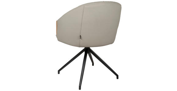 ARMLEHNSTUHL  Sitzfläche 360° drehbar, automatische Rückholfunktion  Echtleder  - Beige/Schwarz, Design, Leder/Holz (61/84/62cm) - Valnatura