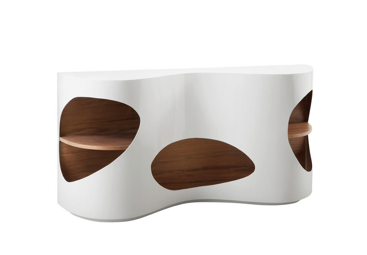 SIDEBOARD  in 150/75/40 cm  - Weiß Hochglanz/Walnussfarben, Design, Holzwerkstoff (150/75/40cm) - Livetastic