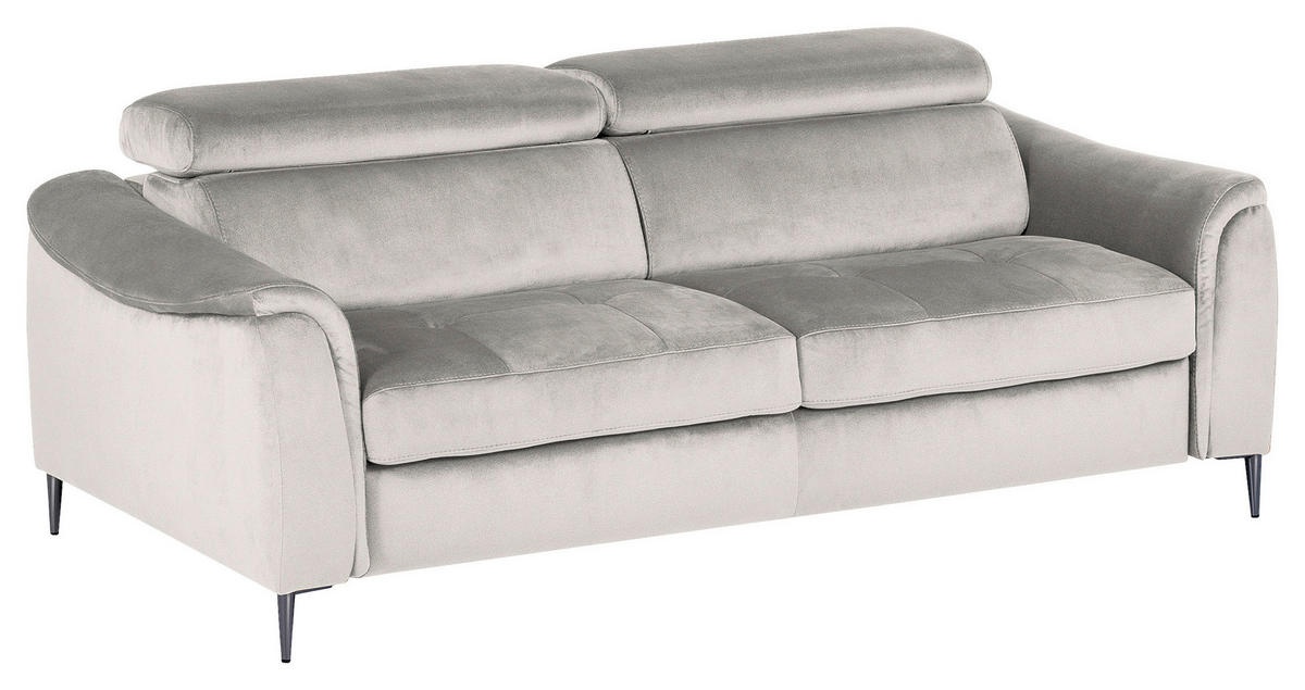 SCHLAFSOFA in Textil Hellgrau  - Chromfarben/Hellgrau, Design, Textil/Metall (203/77-98/103cm) - MID.YOU