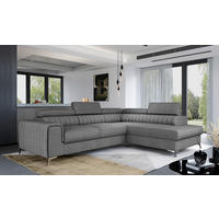 ECKSOFA Grau Webstoff  - Silberfarben/Grau, Design, Textil/Metall (278/205cm) - MID.YOU
