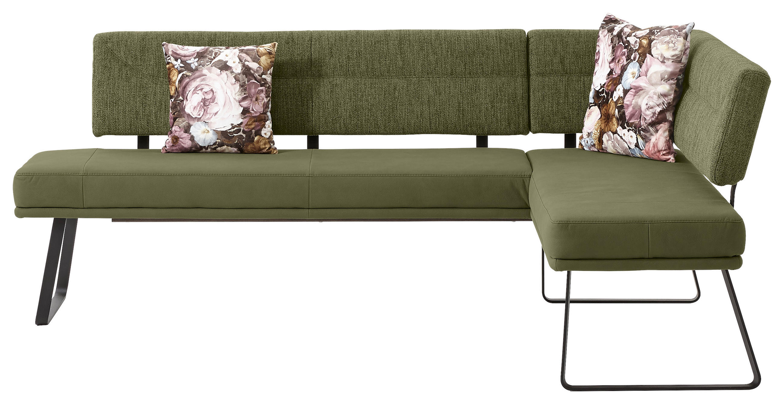 ECKBANK Metall, Textil Grün  - Schwarz/Grün, Design, Textil/Metall (225/169cm) - Dieter Knoll