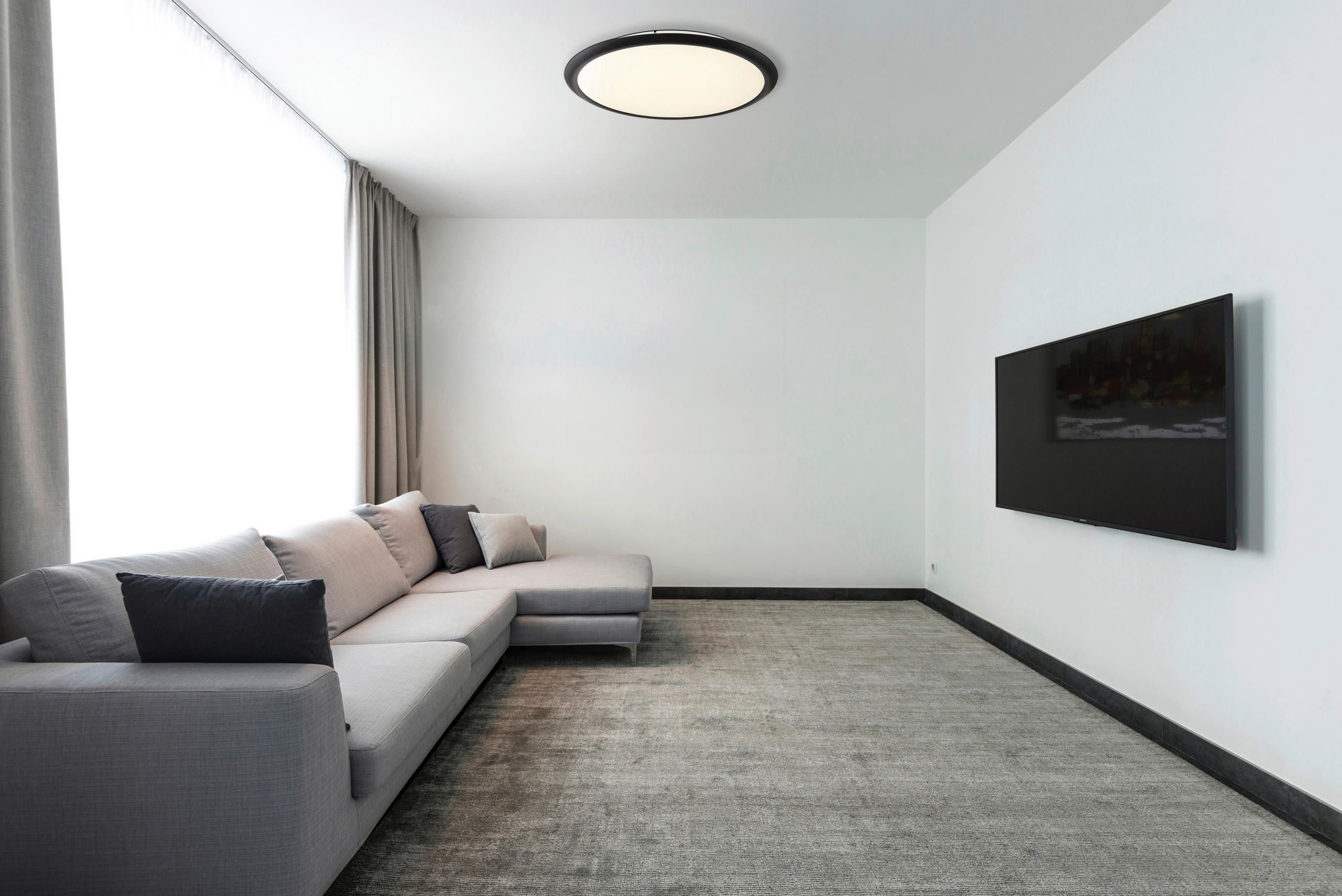LED-DECKENLEUCHTE  50,8/5 cm    - Opal/Grau, Konventionell, Kunststoff/Metall (50,8/5cm) - Globo