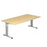 SCHREIBTISCH in Metall, Holzwerkstoff 200/65-85/100 cm - Silberfarben/Ahornfarben, KONVENTIONELL, Holzwerkstoff/Metall (200/65-85/100cm) SCHREIBTISCH in Metall, Holzwerkstoff 200/65-85/100 cm - Silberfarben/Ahornfarben, KONVENTIONELL, Holzwerkstoff/Metall (200/65-85/100cm)
