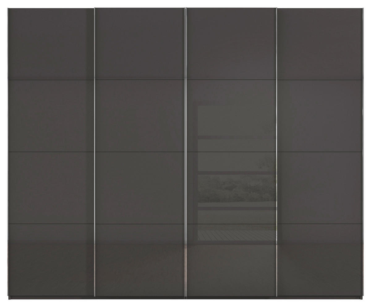 SCHWEBETÜRENSCHRANK 271/223/68 cm 4-türig Graphitfarben, Schwarz  - Chromfarben/Graphitfarben, Design, Glas/Holzwerkstoff (271/223/68cm) - Novel