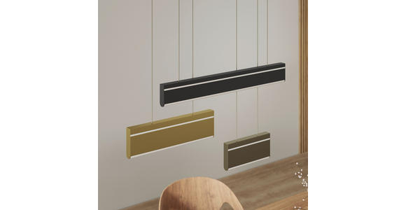 LED-HÄNGELEUCHTE 95/15/120 cm  - Goldfarben/Schwarz, Design, Kunststoff/Metall (95/15/120cm) - Dieter Knoll