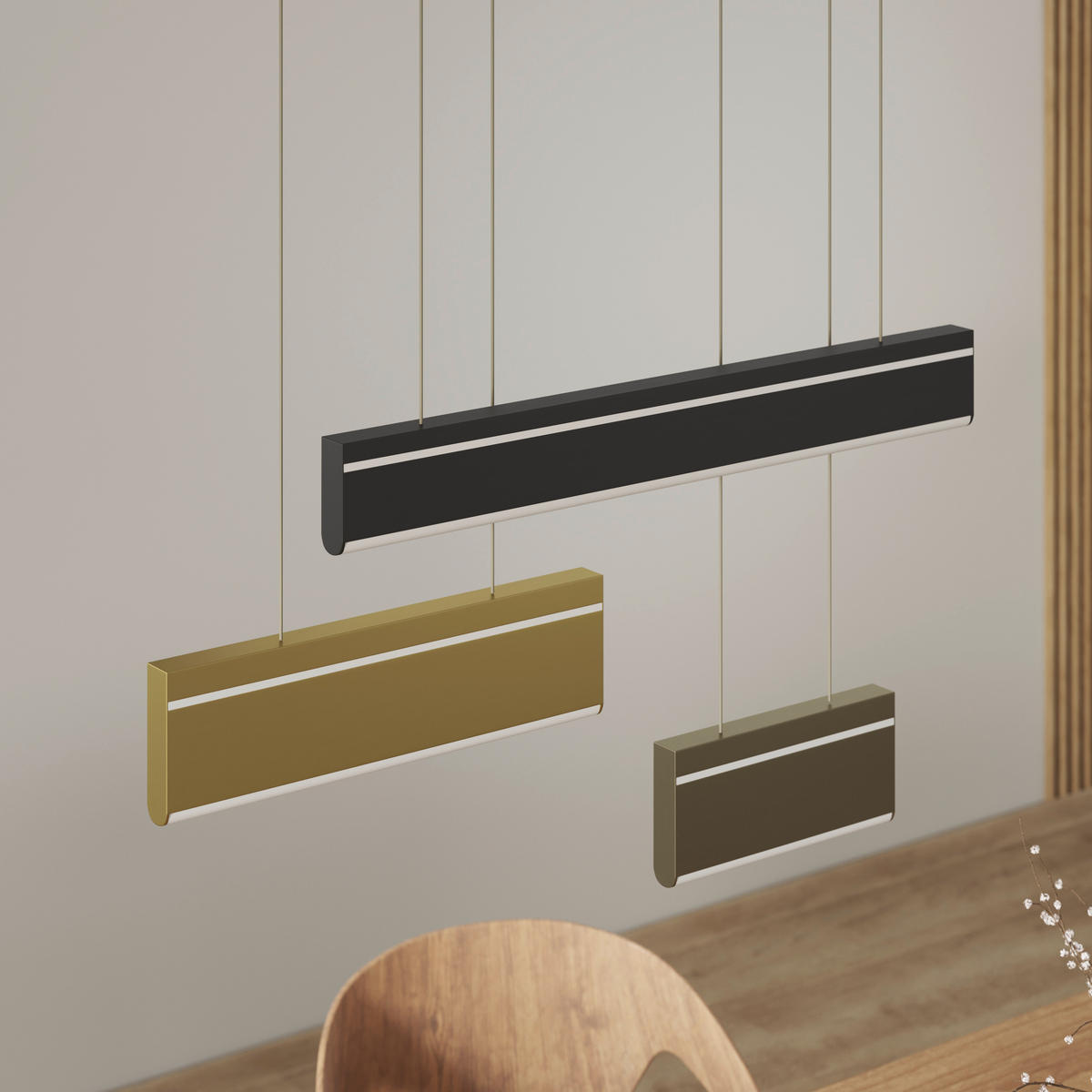 LED-HÄNGELEUCHTE Bradford 95/15/120 cm   - Goldfarben/Schwarz, Design, Kunststoff/Metall (95/15/120cm) - Dieter Knoll