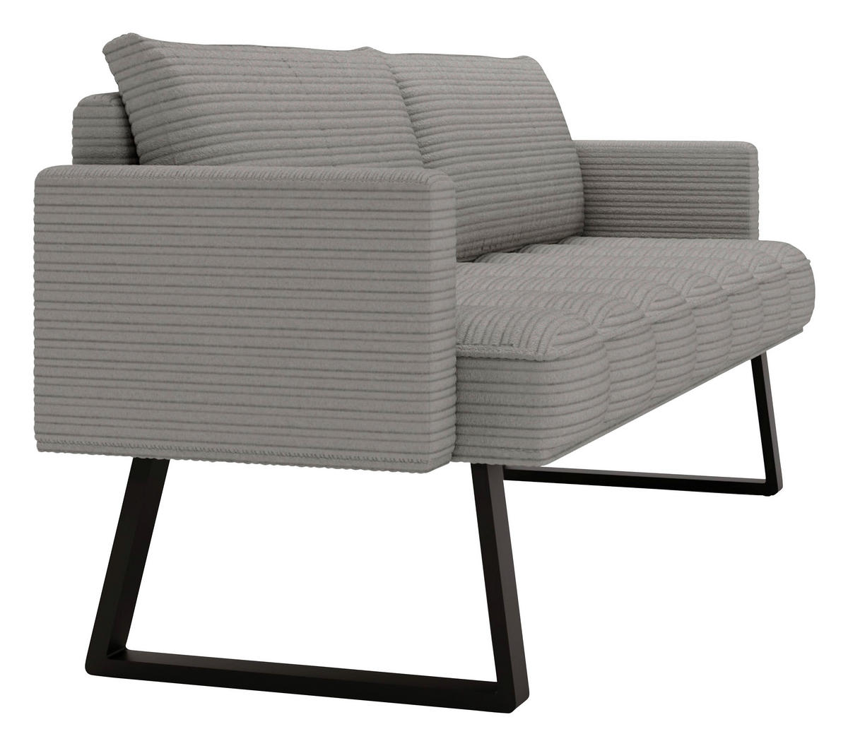 SITZBANK 200/88/69 cm Struktur Grau Metall  - Schwarz/Grau, Design, Textil/Metall (200/88/69cm) - Valdera