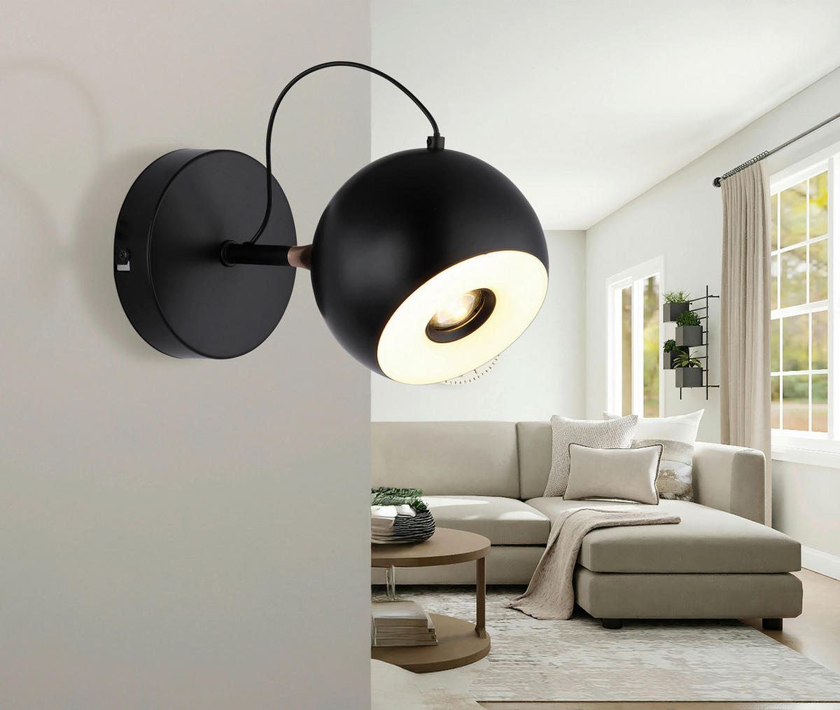 LED-WANDLEUCHTE 12/12 cm   - Goldfarben/Schwarzchrom, Design, Kunststoff/Metall (12/12cm) - Globo