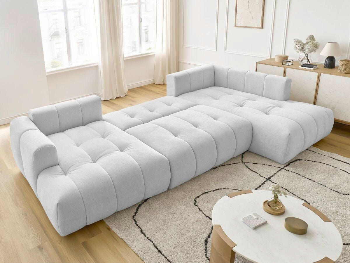 WOHNLANDSCHAFT  FUJI  Hellgrau Leinenoptik  - Hellgrau/Schwarz, MODERN, Kunststoff/Textil (160/377/204cm)