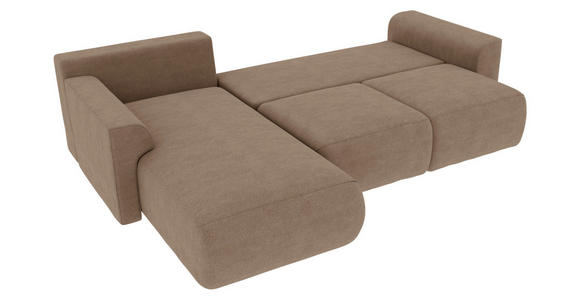 ECKSOFA in Lederlook Cappuccino  - Chromfarben/Cappuccino, KONVENTIONELL, Kunststoff/Textil (195/293cm) - Carryhome