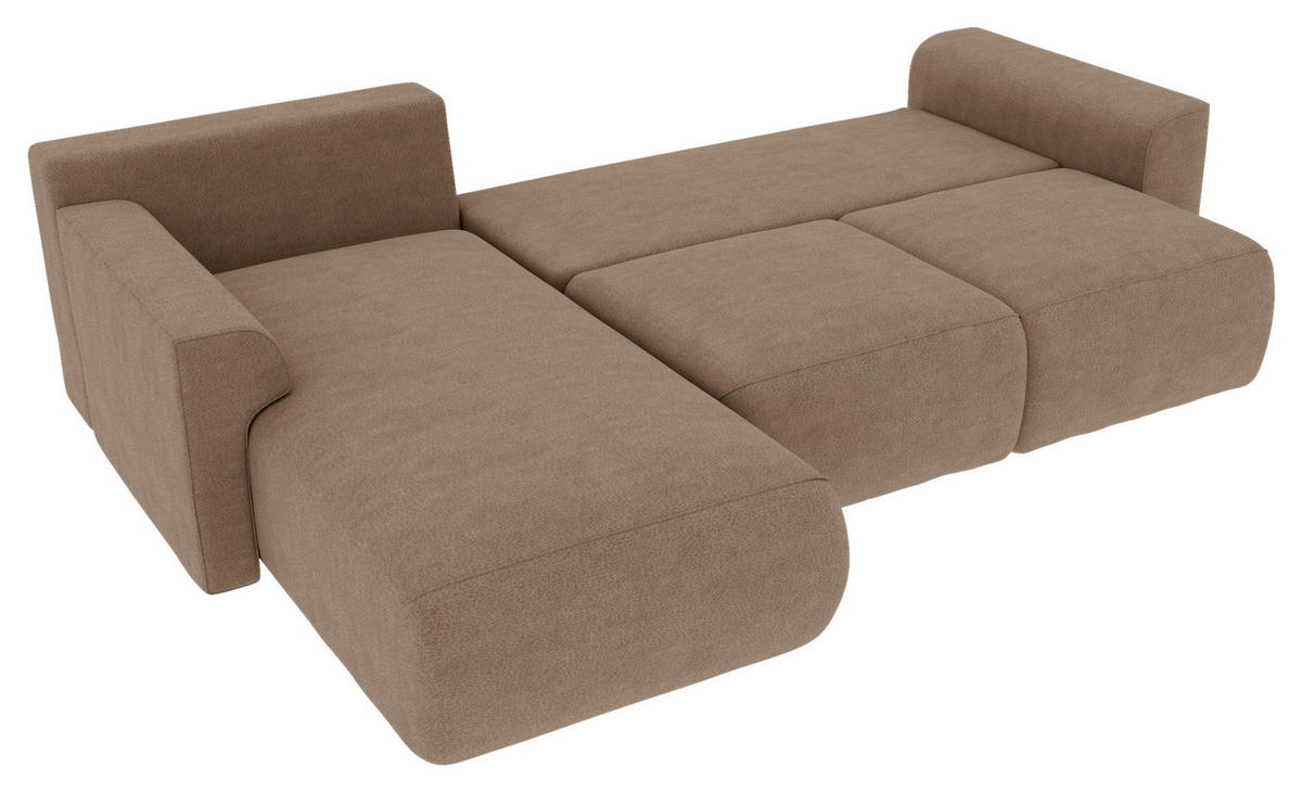 ECKSOFA Cappuccino Lederlook  - Chromfarben/Cappuccino, KONVENTIONELL, Kunststoff/Textil (195/293cm) - Carryhome