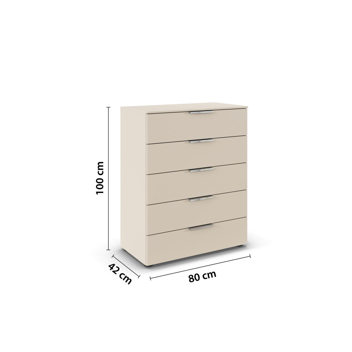 KOMMODE 80/100/42 cm  in Champagner  - Chromfarben/Champagner, Modern, Holzwerkstoff/Kunststoff (80/100/42cm) - Rauch Möbel