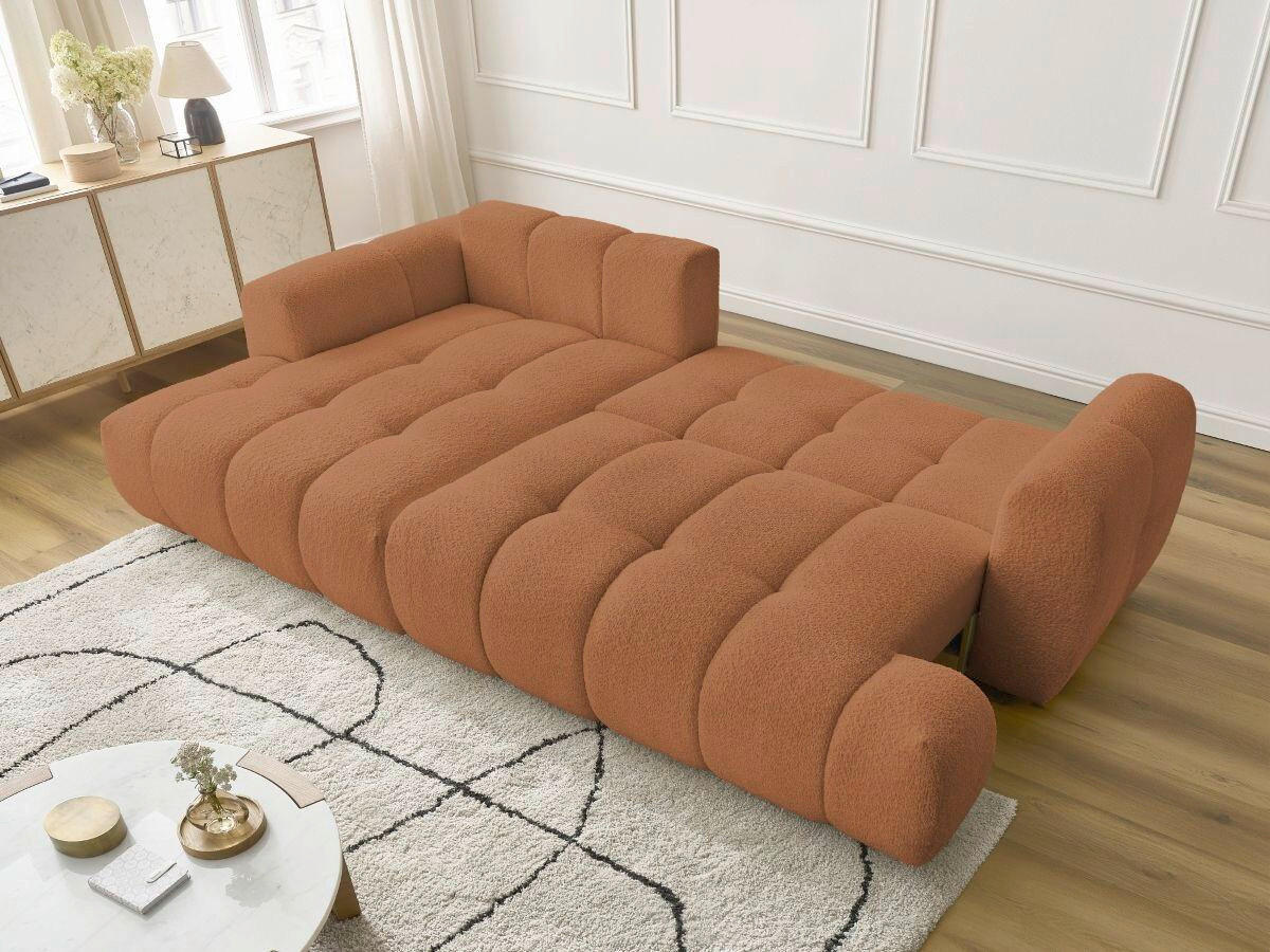 ECKSCHLAFSOFA FUJI Bouclé Orange  inkl.  - Schwarz/Orange, MODERN, Kunststoff/Textil (160/292cm)