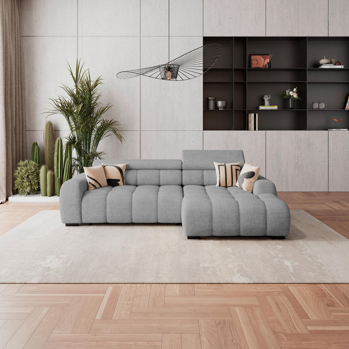 HÖRNSOFFA i vävt tyg grå  - grå/svart, Trend, textil/plast (285/168cm) - Livetastic