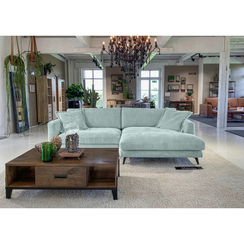 Thumbnail - Landscape Ecksofa, Hellblau, Mintgrün, Textil, 3-Sitzer, Füllung: Polyester, Ottomane rechts, L-Form, 270x140 cm, Made i...
