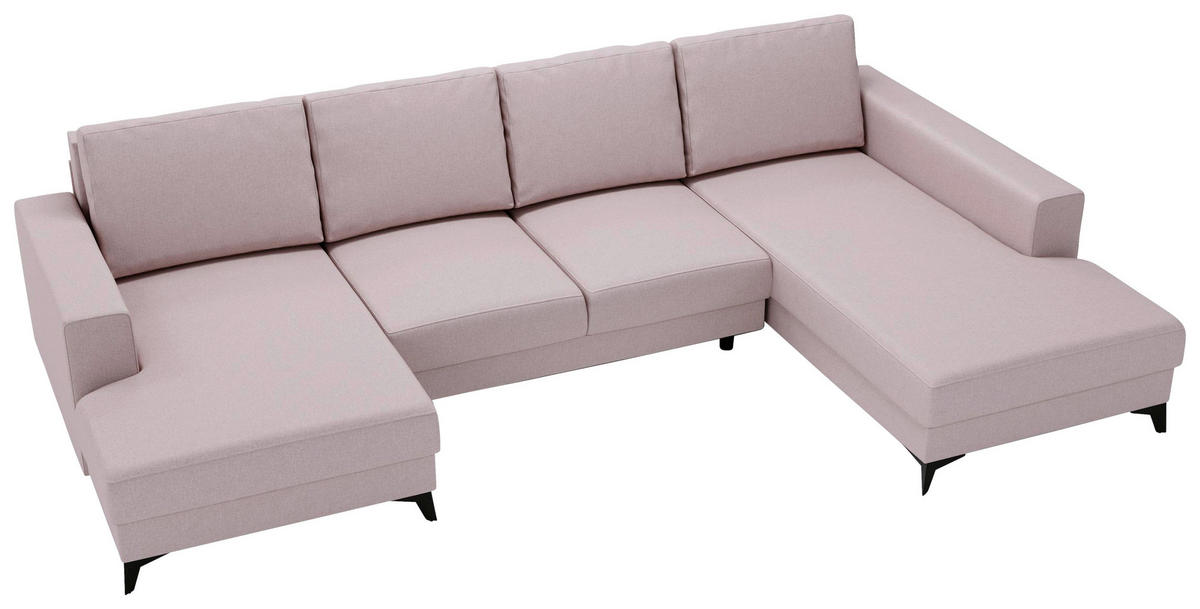WOHNLANDSCHAFT in Flachgewebe Rosa  - Schwarz/Rosa, Design, Textil/Metall (156/339/190cm) - Livetastic
