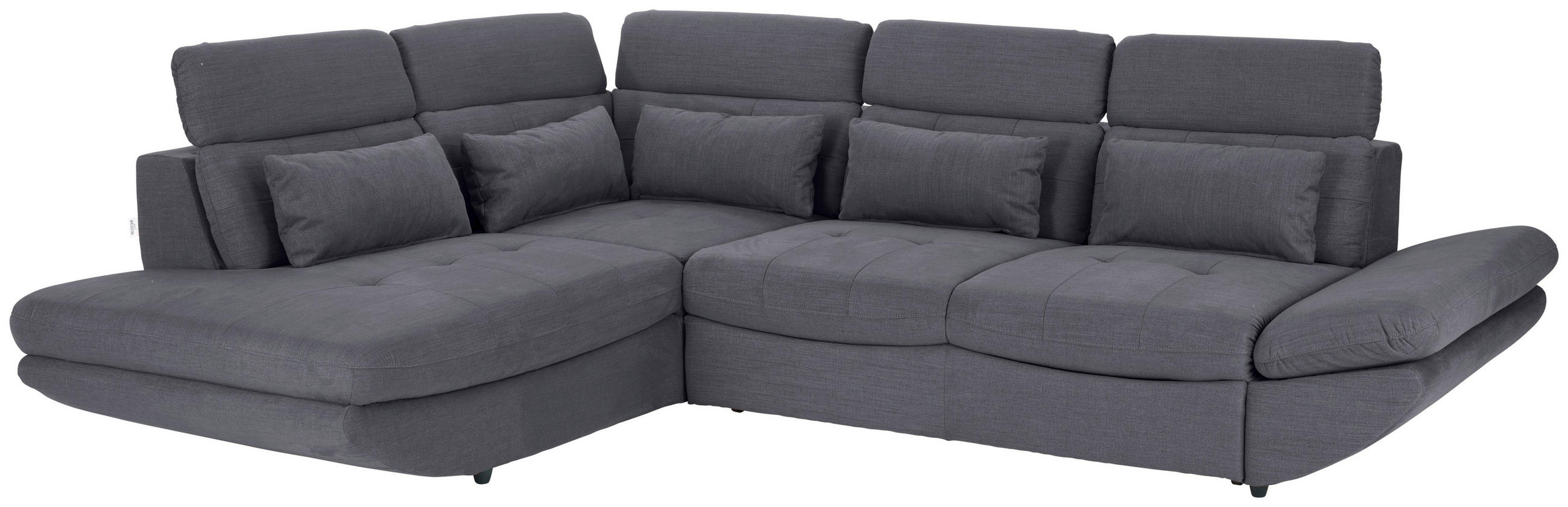 WOHNLANDSCHAFT Dunkelblau Webstoff Nierenkissen, Schlaffunktion, Rücken echt  - Schwarz/Dunkelblau, MODERN, Kunststoff/Textil (233/311cm) - MID.YOU