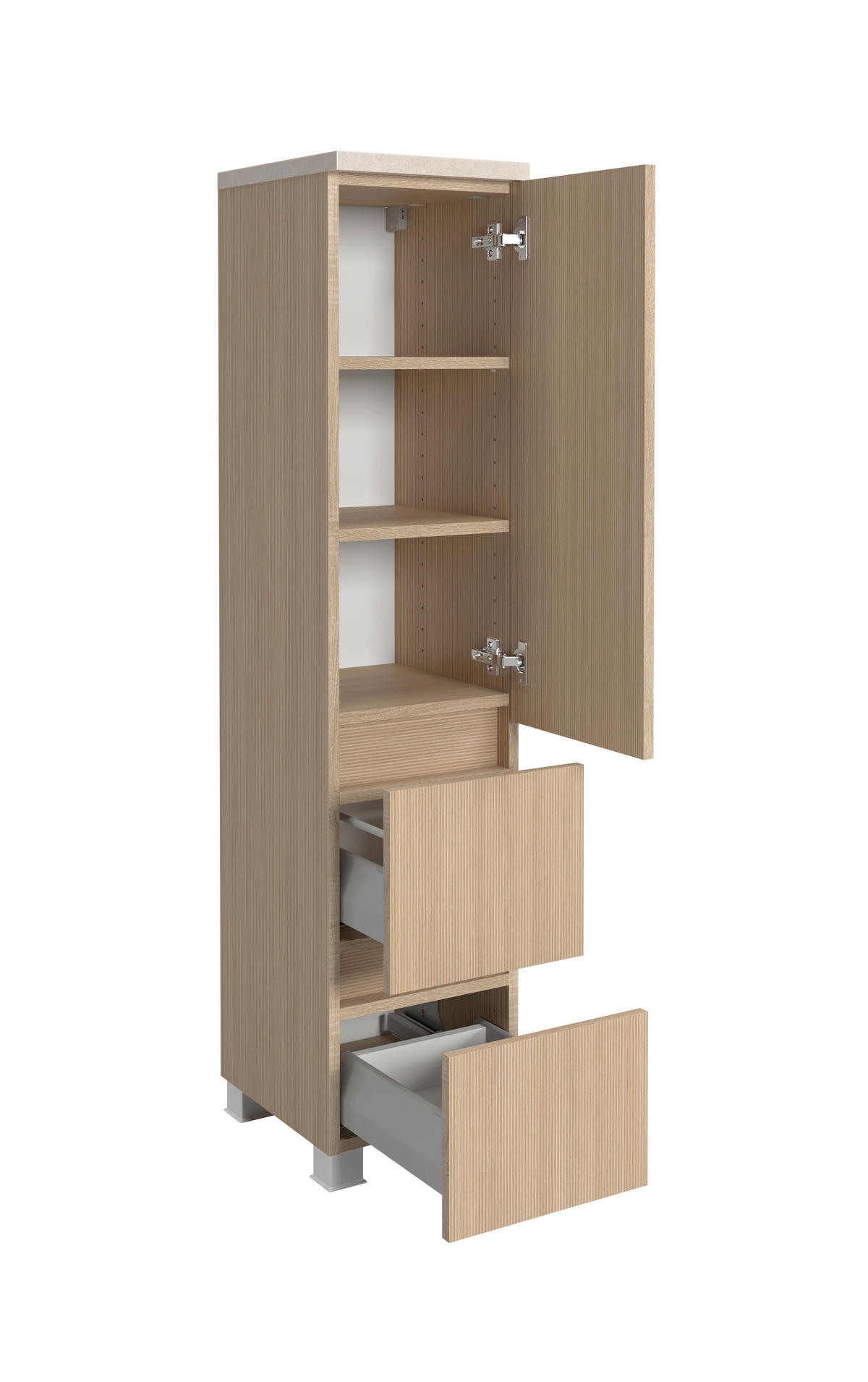 MIDISCHRANK 30/131/35 cm  - Sandfarben/Eichefarben, KONVENTIONELL, Holzwerkstoff/Kunststoff (30/131/35cm) - Xora