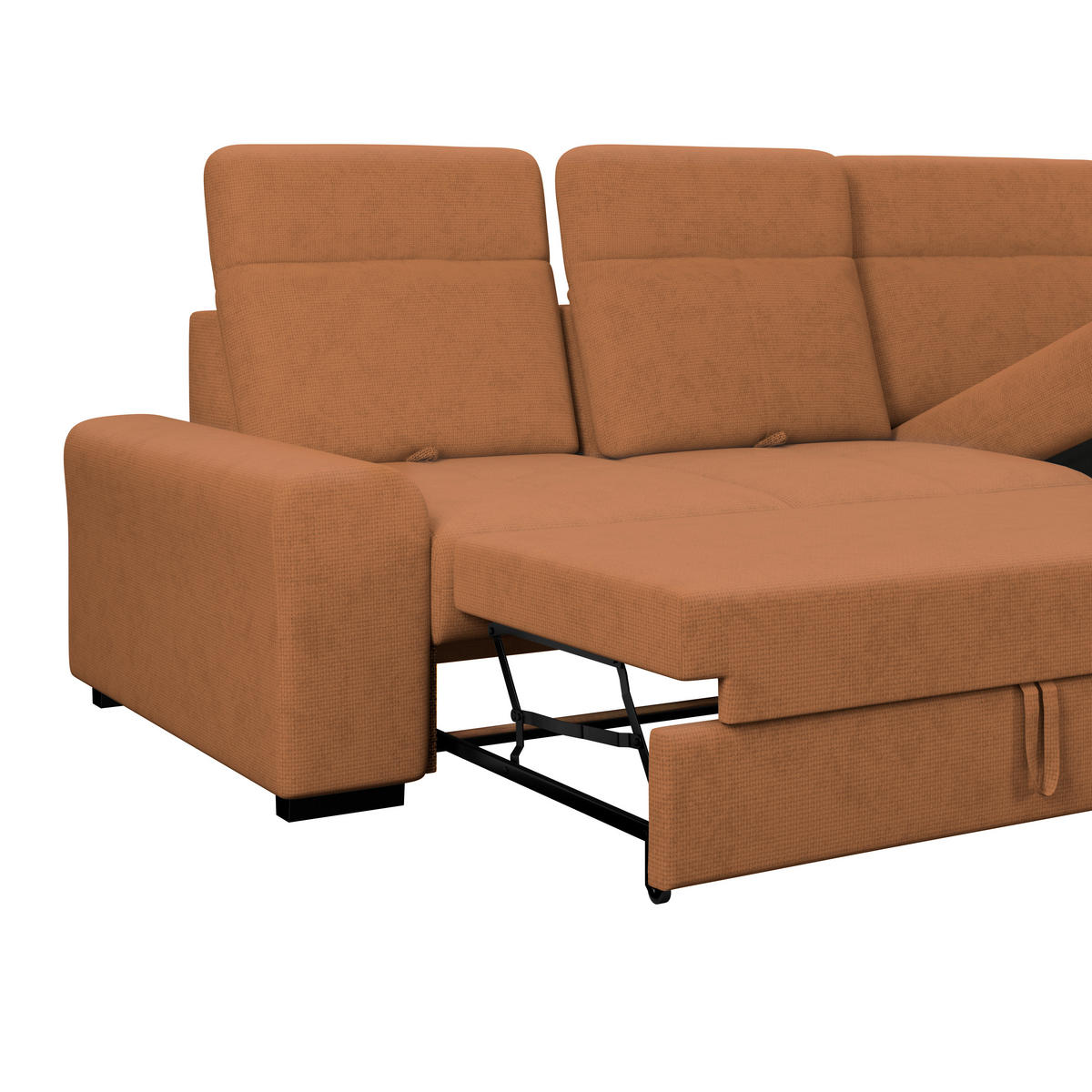 ECKSOFA Terracotta Chenille Rücken echt, Kopfteilverstellung  - Terracotta/Schwarz, KONVENTIONELL, Holz/Textil (286/203cm) - MID.YOU