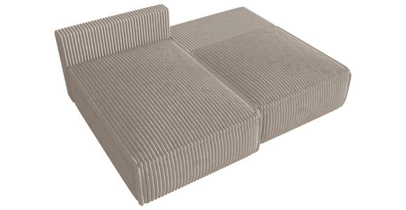 ECKSOFA Beige Cord Zierkissen, Rückenkissen, Schlaffunktion, Rücken echt  - Beige/Schwarz, MODERN, Kunststoff/Textil (153/200cm) - Xora