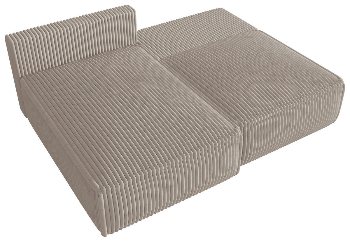 ECKSOFA Beige Cord Zierkissen, Rückenkissen, Schlaffunktion, Rücken echt  - Beige/Schwarz, MODERN, Kunststoff/Textil (153/200cm) - Xora