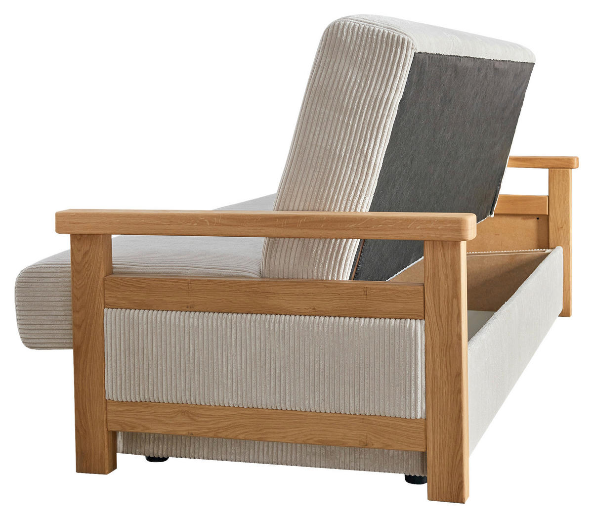 ROZKLADACIA POHOVKA, textil, krémová - prírodná farba/krémová, Design, drevo/textil (220/90/90cm) - P & B