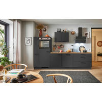 KÜCHENBLOCK PN 80 280 cm  in Graphitfarben, Eichefarben  - Eichefarben/Schwarz, Design, Holzwerkstoff/Metall (280cm) - Pino