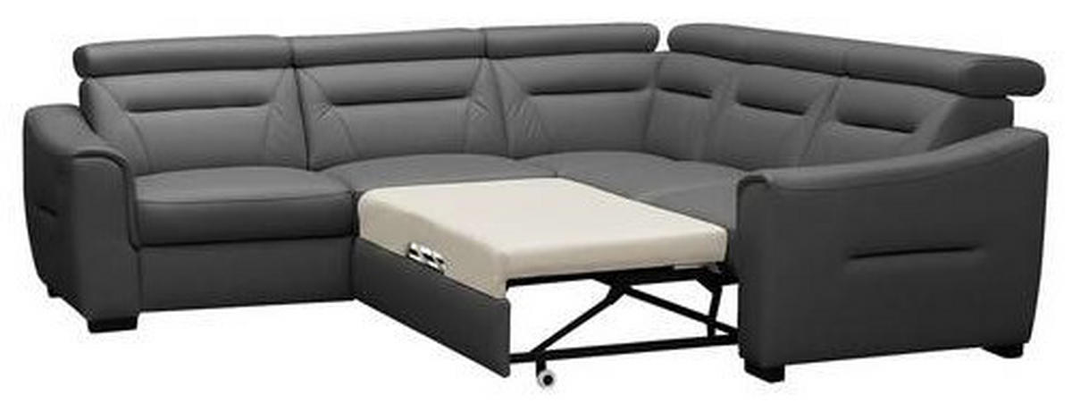 ECKSOFA Lederlook Echtleder Anthrazit  - Wengefarben/Anthrazit, Design, Leder/Holz (260/260cm) - Celina Home