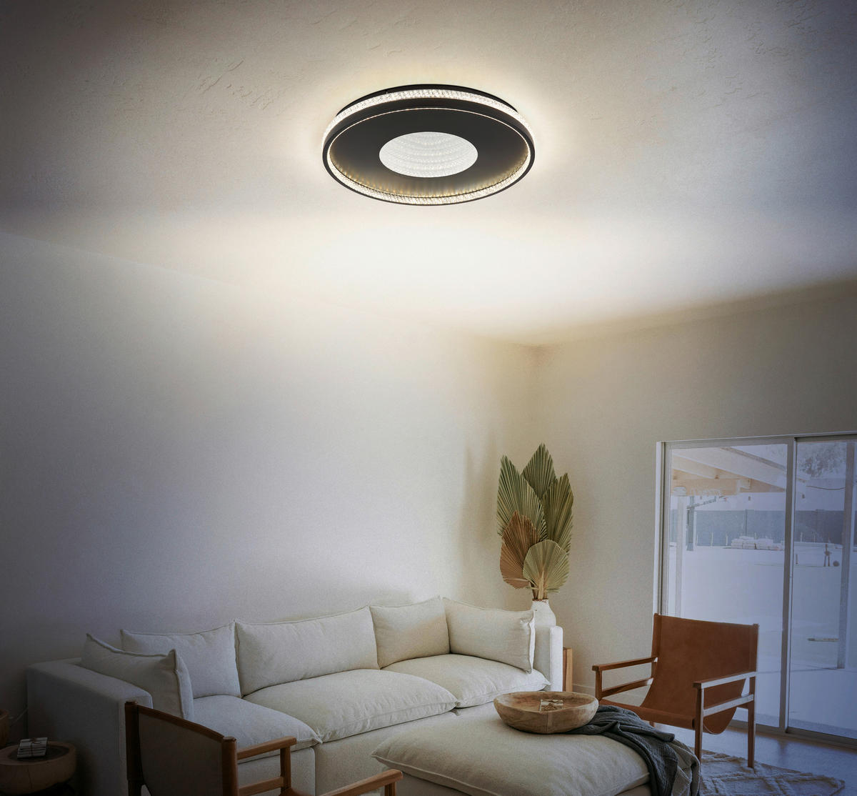 LED-DECKENLEUCHTE WALTRAUD 50/6,5 cm   - Klar/Schwarz, Trend, Kunststoff/Metall (50/6,5cm) - Globo