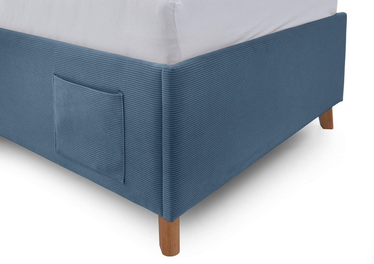 POLSTERBETT 120/200 cm  in Blau  - Blau/Eichefarben, KONVENTIONELL, Holz/Textil (120/200cm) - Stylife