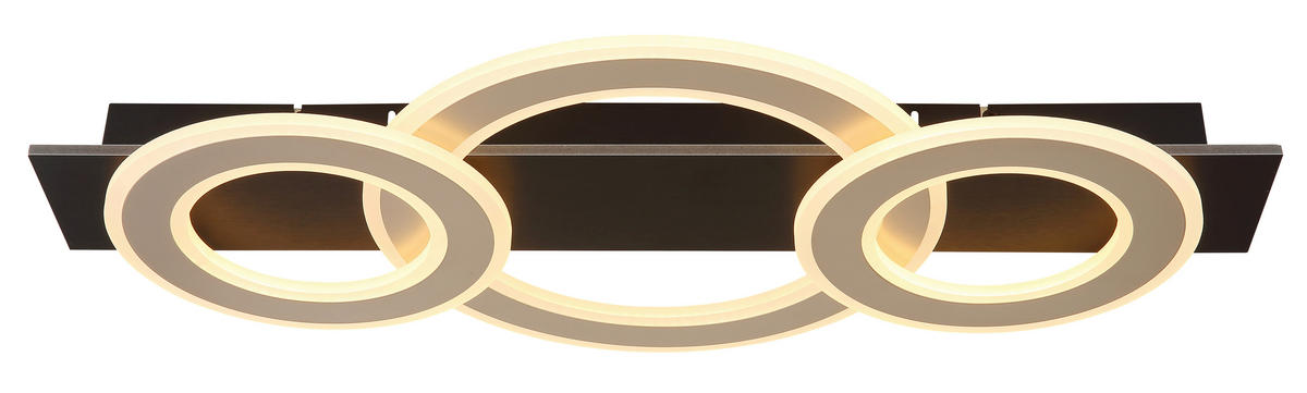 LED-DECKENLEUCHTE    73/35/7 cm  - Champagner/Dunkelbraun, Design, Holzwerkstoff/Kunststoff (73/35/7cm) - Globo
