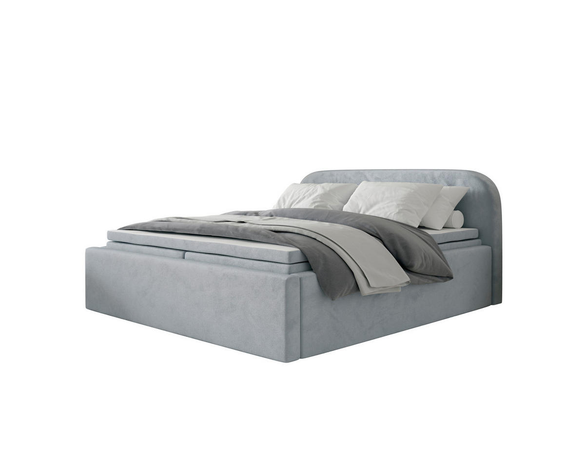 BOXBETT 180/200 cm,  in Grau, Bettkasten, Topper, H2 = mittel  - Grau, MODERN, Textil (180/200cm) - MID.YOU