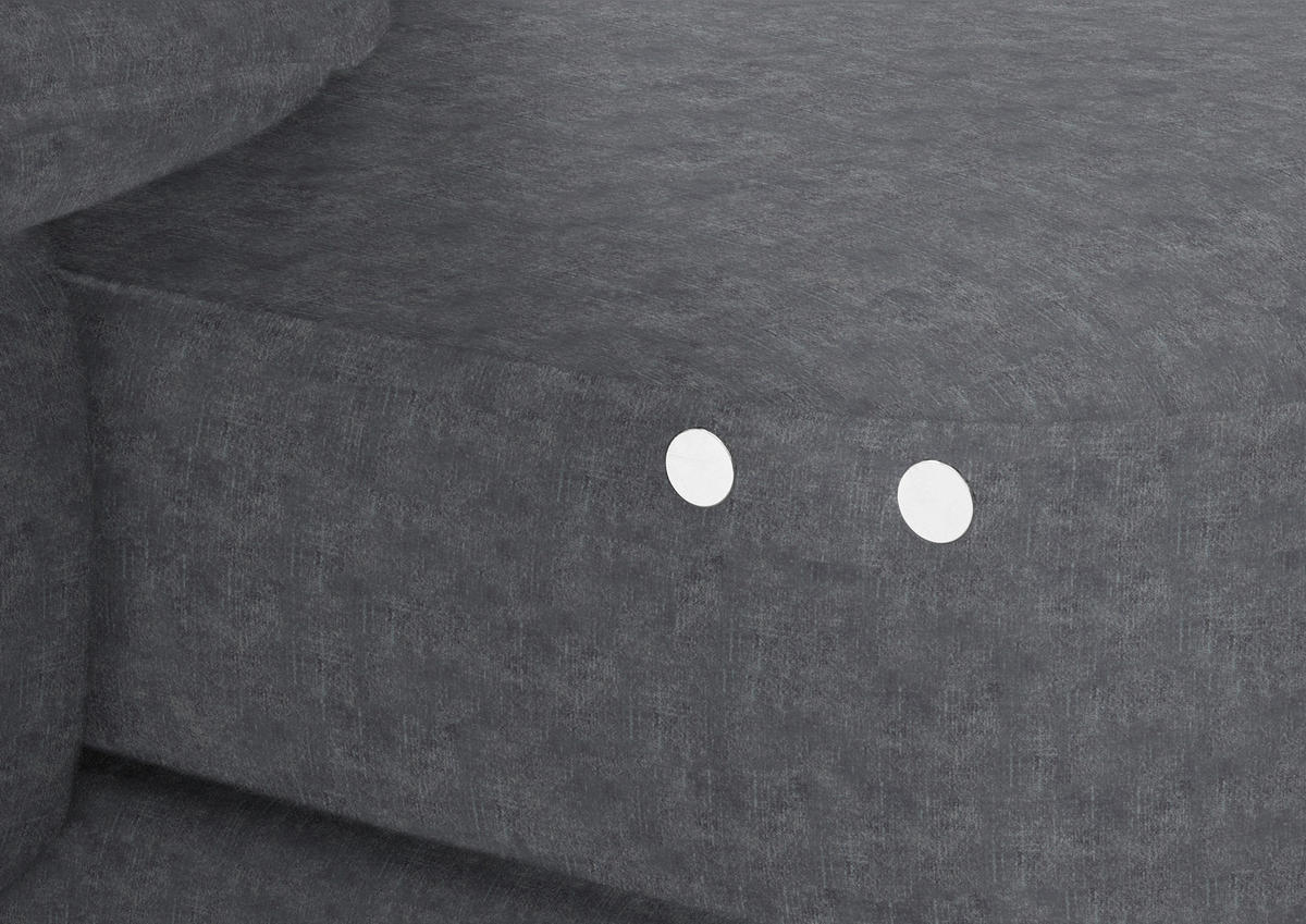 ECKSOFA in Velours Silberfarben  - Silberfarben/Schwarz, Design, Textil/Metall (180/310cm) - Dieter Knoll
