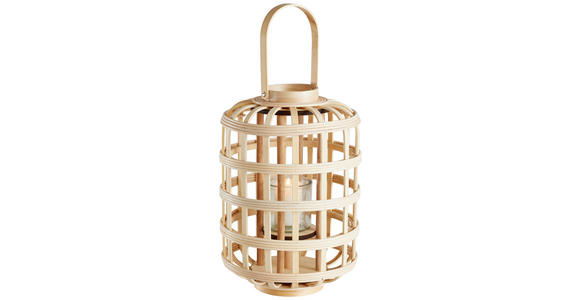 LATERNE - Naturfarben, Natur, Glas/Naturmaterialien (23,5/34,5cm) - Ambia Home