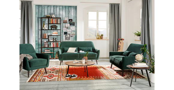 3-SITZER-SOFA in Mikrofaser Blau - Blau/Schwarz, Trend, Holz/Textil (160/86/80cm) - Carryhome