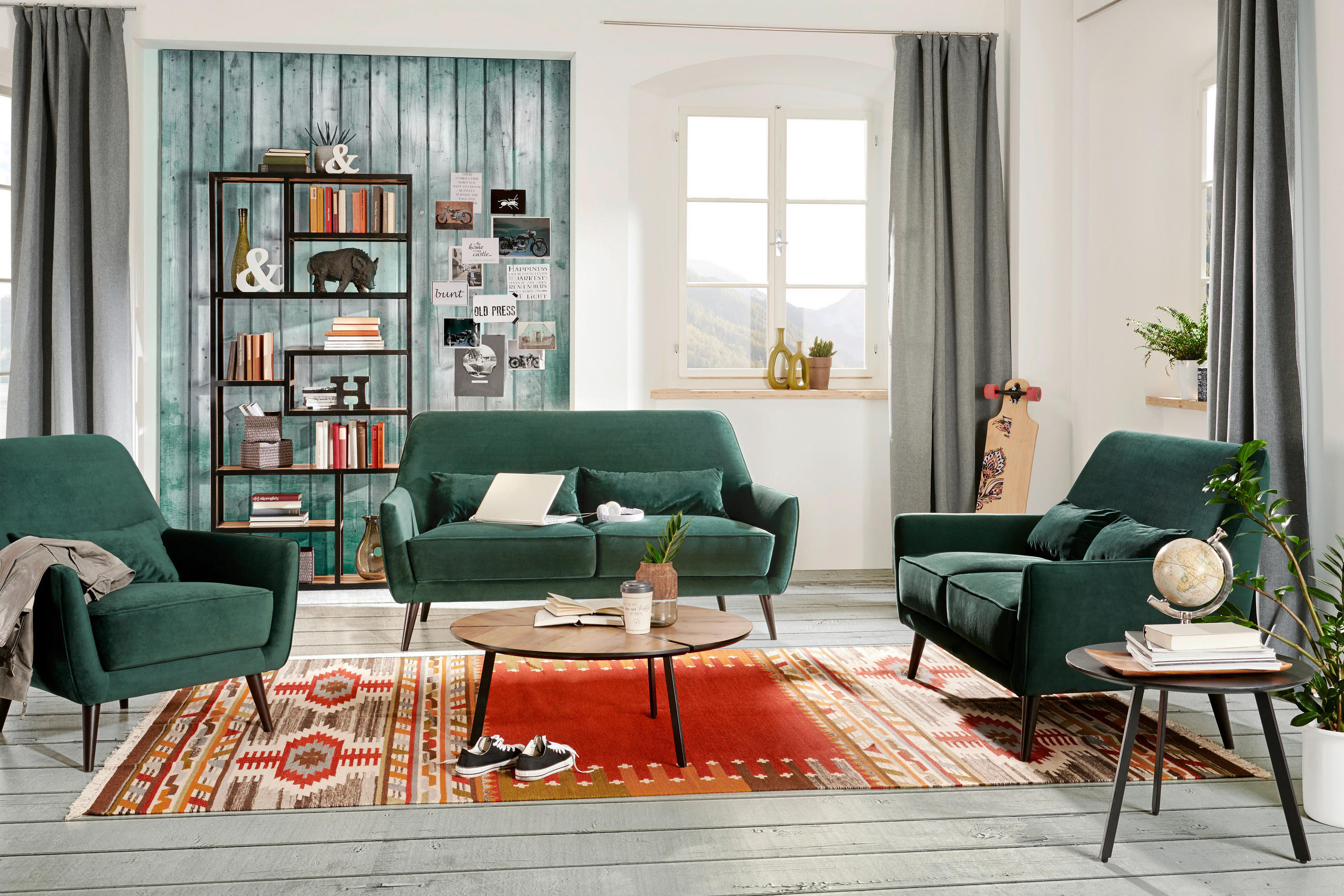 Thumbnail - Mid.you Sessel, Dunkelgrau, Textil, Uni, 77x86x80 cm, Made in EU, Wohnzimmer, Sessel, Polstersessel