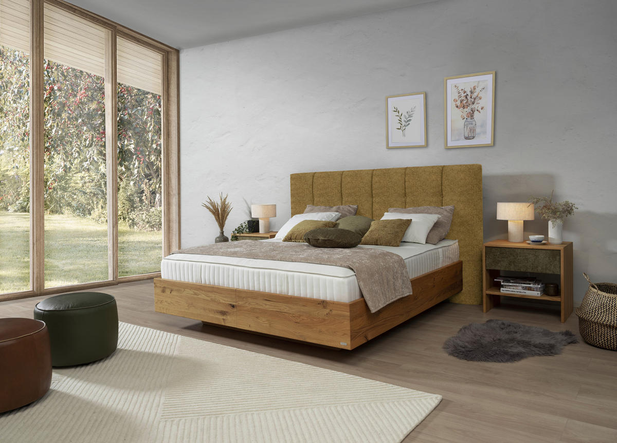 BOXSPRINGBETT 200/200 cm  in Goldfarben, Wildeiche  - Wildeiche/Goldfarben, Natur, Holz/Textil (200/200cm) - Valnatura