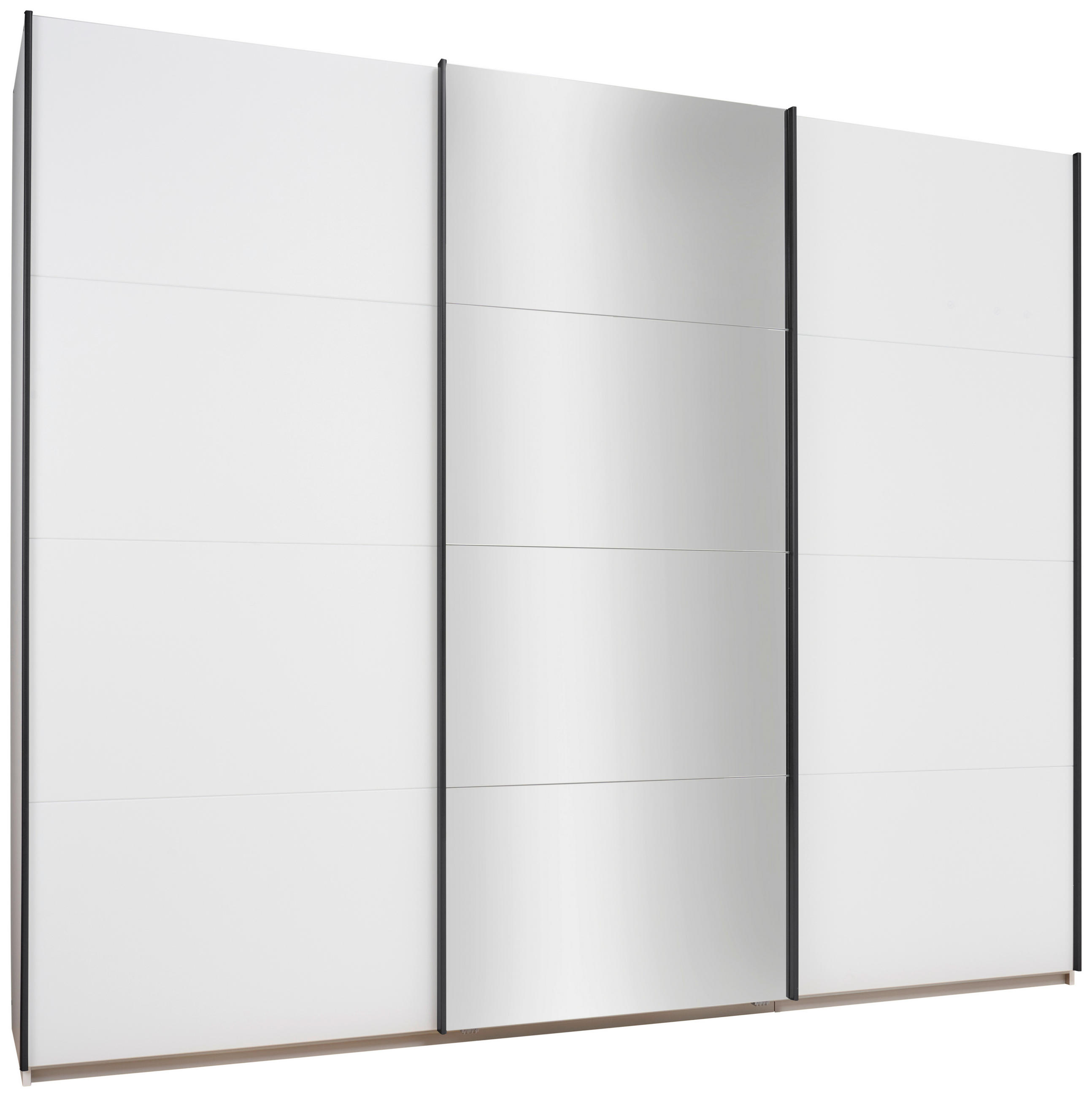 SCHWEBETÜRENSCHRANK 271/229/62 cm,  in Weiß, 3 Tür(en)  - Alufarben/Weiß, KONVENTIONELL, Glas/Holzwerkstoff (271/229/62cm) - Carryhome