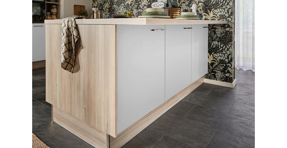 ECKKÜCHE in Hellgrau, Tannenholzfarben - Tannenholzfarben/Hellgrau, Design, Holzwerkstoff/Metall (150/280/121,6cm) - Xora