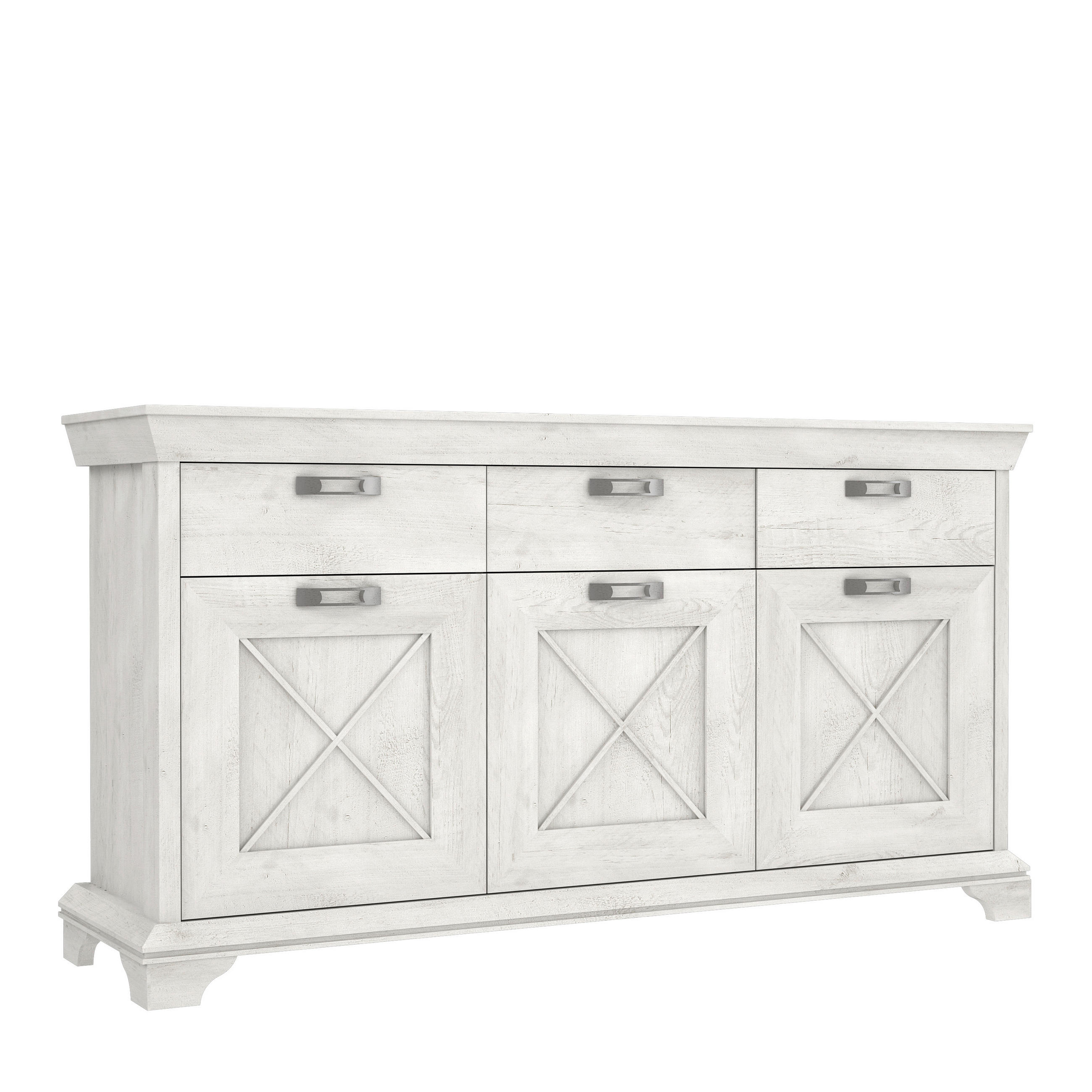 SIDEBOARD  178,3/95,9/48,2 cm 3 Schublade(n)  - Silberfarben/Weiß, ROMANTIK / LANDHAUS, Holzwerkstoff/Kunststoff (178,3/95,9/48,2cm) - MID.YOU