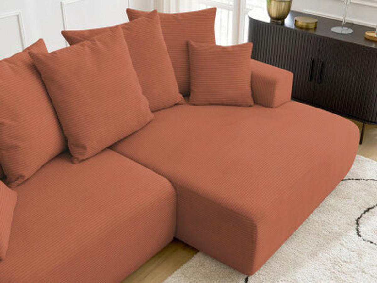 ECKSOFA Ottomane rechts  ATILLA Orange Cord  - Schwarz/Orange, MODERN, Kunststoff/Textil (244/149cm)