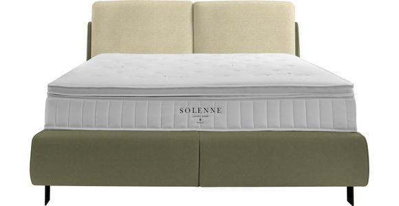 BOXSPRINGBETT 180/200 cm  in Creme, Olivgrün  - Creme/Schwarz, Design, Textil/Metall (180/200cm) - Johann Jakob